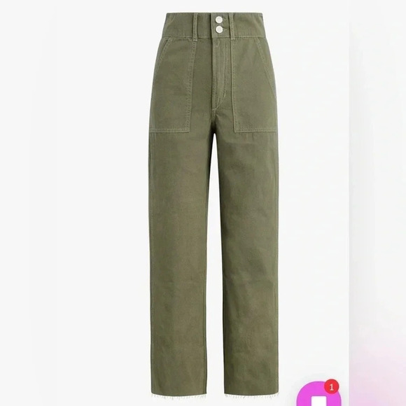 Joes Jeans Size 32 Green The Blake Utility High Waisted Cropped Wide Leg Pant - Picture 3 of 10